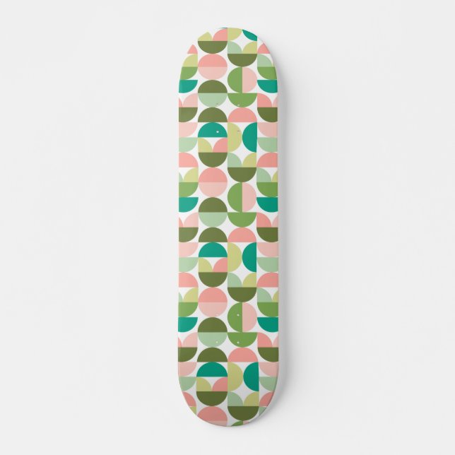 Geometrische, moderne Grün- und Peach-Methode Skateboard (Vorne)
