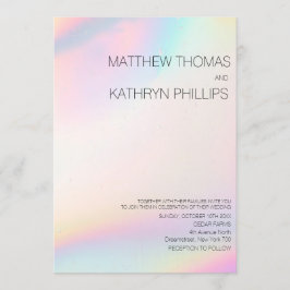 Geometrische, moderne, holografische Hochzeiteinla Einladung