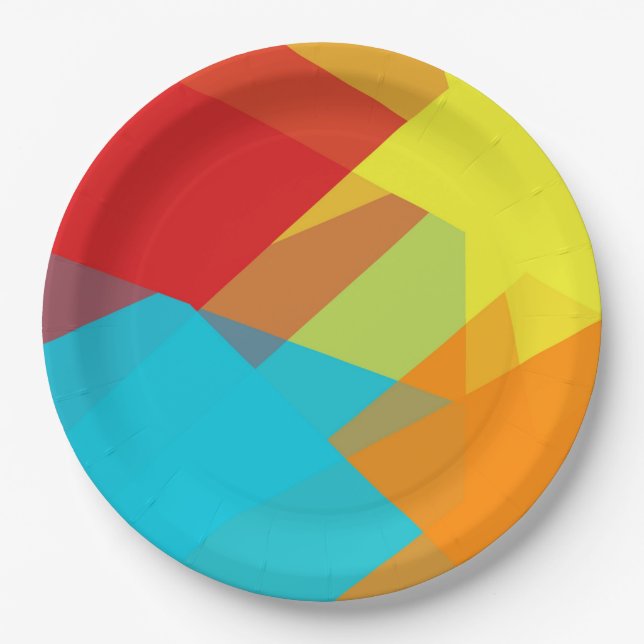 Geometrische moderne Retro-Farben #14 Pappteller (Vorderseite)