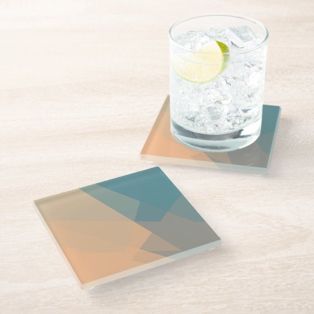 Geometrische moderne Retro-Farben #21 Glasuntersetzer (Schrägansicht)