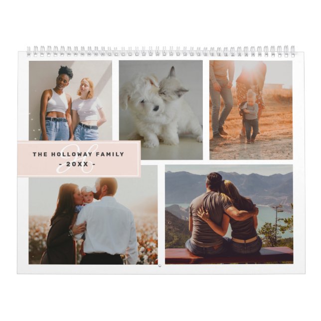 Geometrische Monogramm-Bezeichnung rot 17-Foto-Col Kalender (Titelbild)