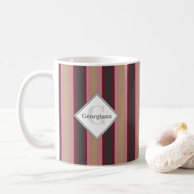 Geometrische, monogrammatische, farbige vertikale  kaffeetasse (Mit Donut)