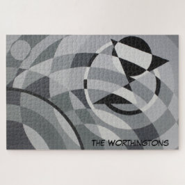 Geometrische Monogrammnamen Schwarze und weiße Kre Puzzle