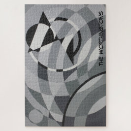 Geometrische Monogrammnamen Schwarze und weiße Kre Puzzle