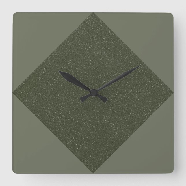 Geometrische Moosgrüne Wall-Uhr Quadratische Wanduhr (Vorderseite)