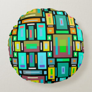 Geometrische Mosaik-Kissen Blockform Rundes Kissen