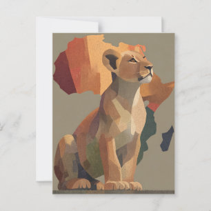 Geometrische Mosaiklioness mit stilisierter Afrika Postkarte