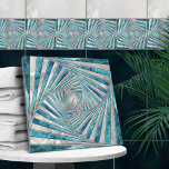 Geometrische Mosaikspirale - Aquamarine und Perl Fliese<br><div class="desc">Geometrische Mosaikspirale - Aquamarine und Perl</div>
