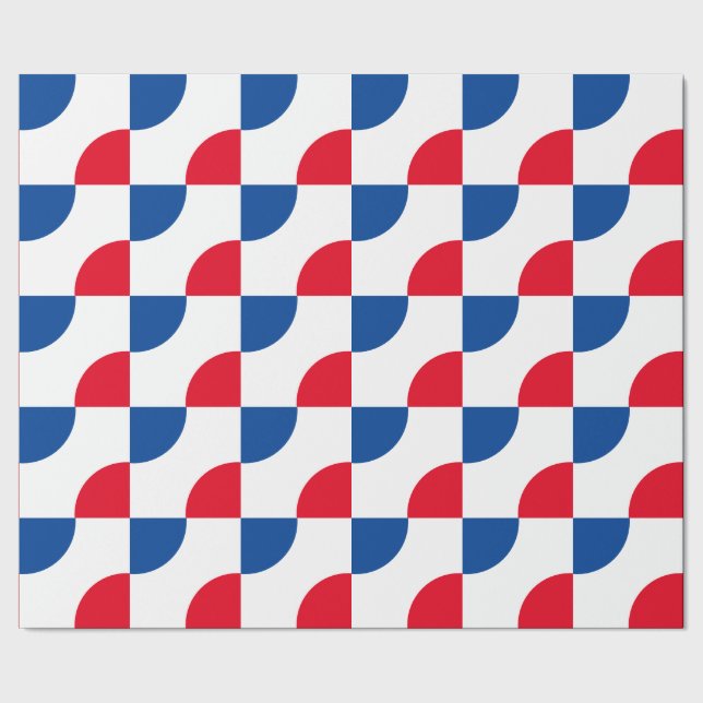 Geometrische Muster Camouflage Red Blue White Cool Geschenkpapier (Saum)