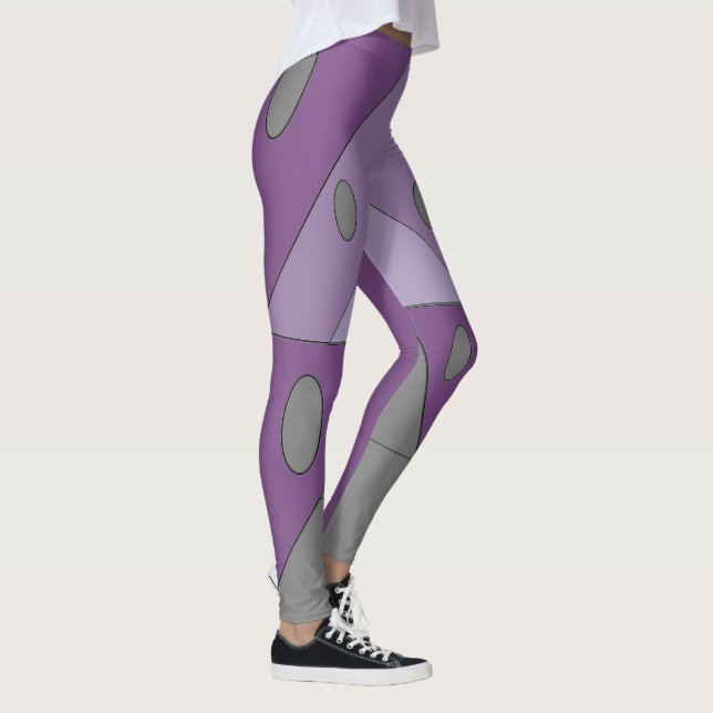 Geometrische Muster Dreieck Ovalen Lila Grau Funny Leggings (Rechts)