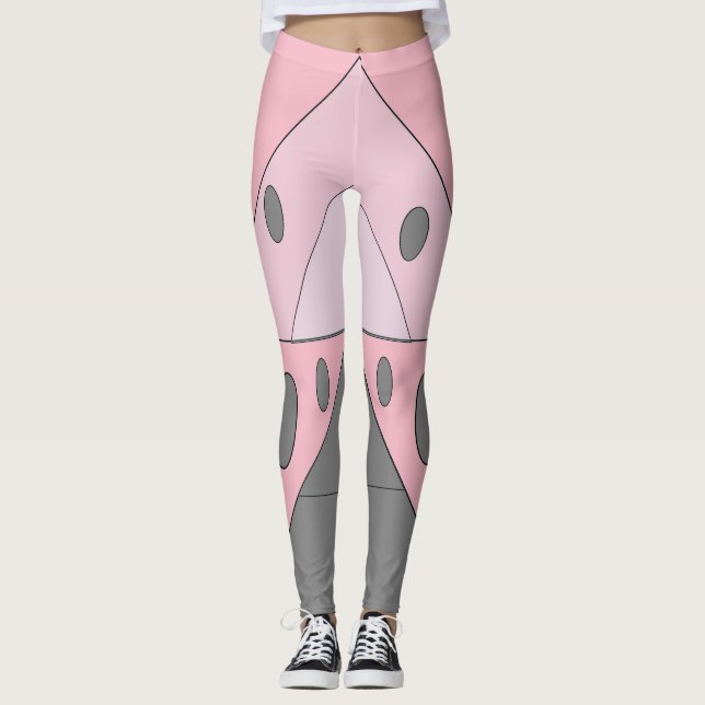 Geometrische Muster Dreiecke Ovalen Pink Grau Funn Leggings (Vorderseite)