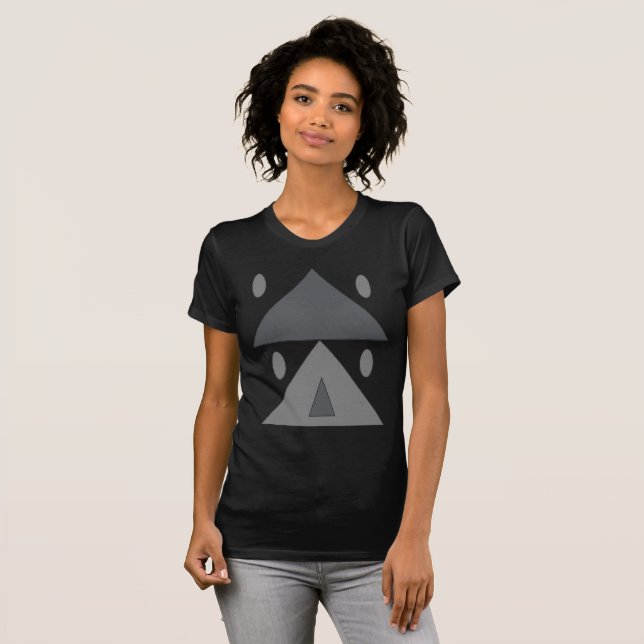 Geometrische Muster Dreiecke Ovalen Schwarz Graues T-Shirt (Vorne ganz)
