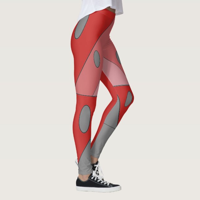 Geometrische Muster Dreiecke Ovalen Schwarzes Rote Leggings (Rechts)
