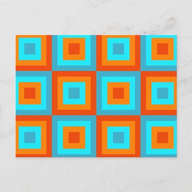 Geometrische Muster Farbe Türkis Orange Postkarte (Vorderseite)