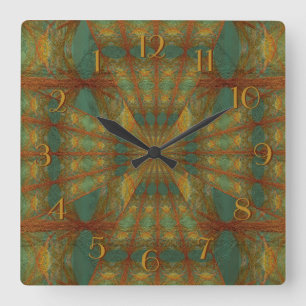 Geometrische Muster in der Türkis-rückwärtigen  Quadratische Wanduhr