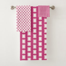 Geometrische Muster in Hot Pink Streifen Badhandtuch Set