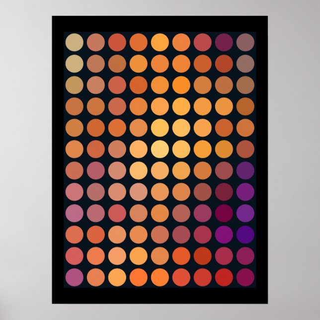 Geometrische Muster | Lila und orangefarbene Kreis Poster (Vorne)