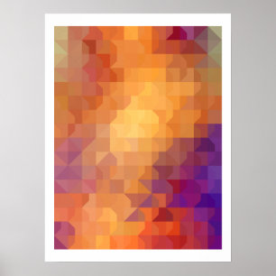 Geometrische Muster   Orangefarbene Quadrate und D Poster