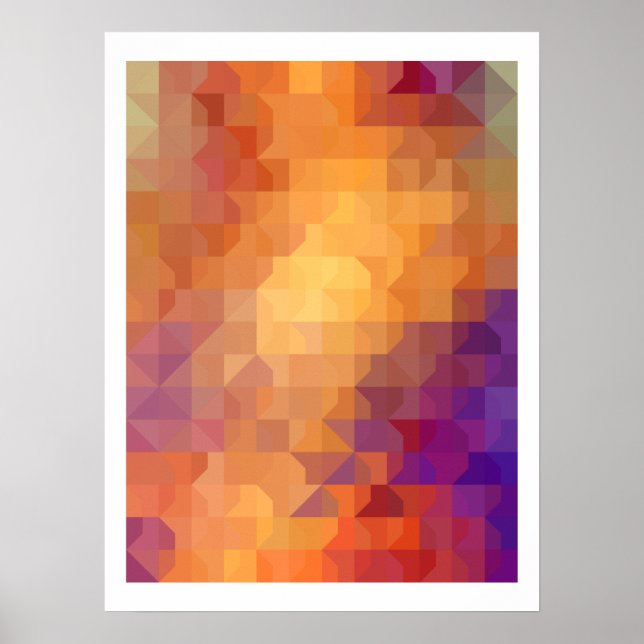 Geometrische Muster | Orangefarbene Quadrate und D Poster (Vorne)