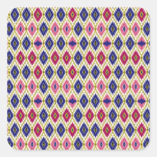Geometrische Muster: Traditionelle Textilillustrat Quadratischer Aufkleber
