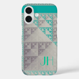 Geometrische Muster und benutzerdefinierte Monogra iPhone 16 Hülle
