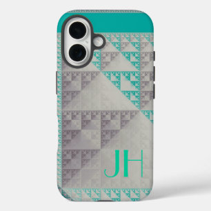 Geometrische Muster und benutzerdefinierte Monogra iPhone 16 Hülle