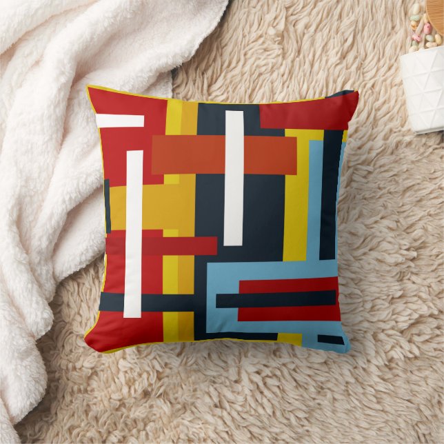 geometrische Muster von Quadraten und Rechtecken Kissen (Decke)