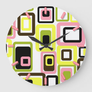 geometrische Musteruhr der Vintagen retro Mitte Große Wanduhr