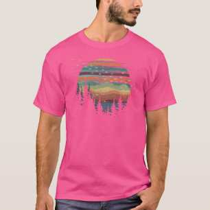 Geometrische Natur Sonnenuntergangsfarben T-Shirt