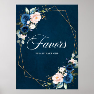 Geometrische Navy Blue Blush-Gastgeschenke Hochzei Poster