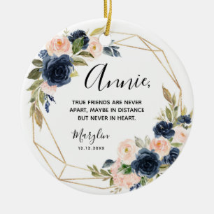 Geometrische Navy Blush Floral True Friends Keramik Ornament