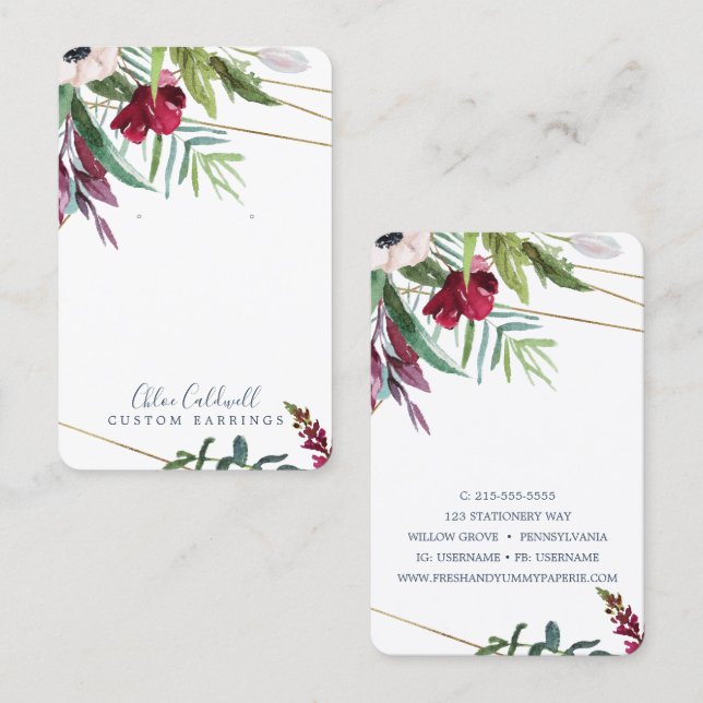 Geometrische Ohrring-Anzeigetafel für tropische Br Visitenkarte (Vorne/Hinten)