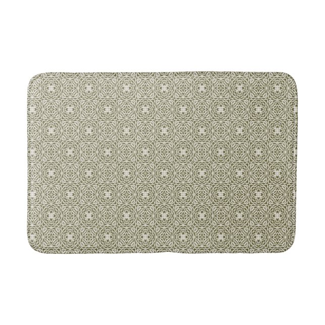 Geometrische Oliven-Blumen-Gitter  Badematte (Vorderseite)