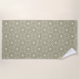 Geometrische Oliven-Blumen-Gitter Strandtuch