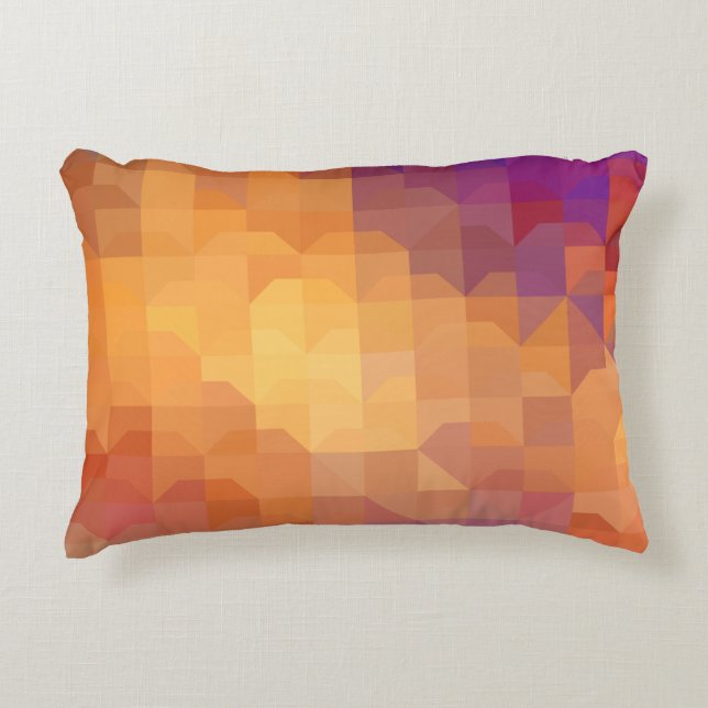Geometrische Orangen-Quadrate und Dreiecke der Dekokissen (Vorderseite)