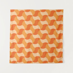 Geometrische Orangenschatte: Abstrakte Streifen Wandteppich
