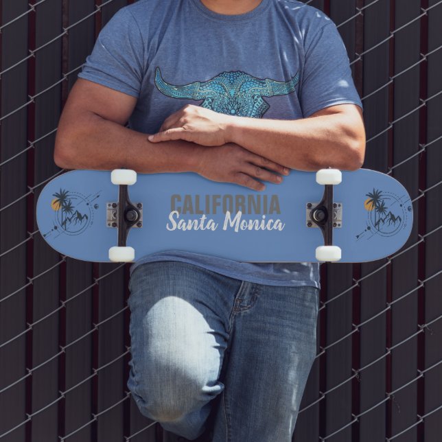 Geometrische Palmen von Santa Monica California Skateboard (Außenbereich 3)