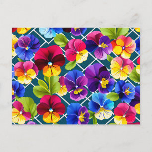 Geometrische Pansy-Blume lebendig Postkarte