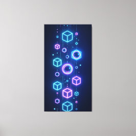 Geometrische Partikel schimmerten mit Neonlicht Leinwanddruck
