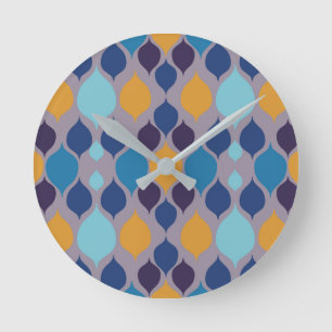 Geometrische Pastelle Mitte der 60er Jahre Runde Wanduhr