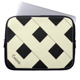 Geometrische, pastellgelbe Linien mit Namen Laptopschutzhülle