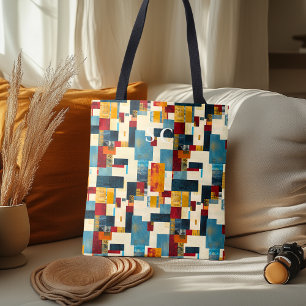 Geometrische Patchwork-Kombination in Rot, Gelb, B