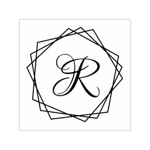 Geometrische Pentagone Rahmen Einzelne Anfangsmono Permastempel