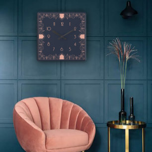 Geometrische Perfektion im Art Deco-Stil Quadratische Wanduhr