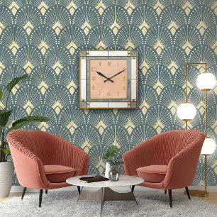 Geometrische Perfektion im Art Deco-Stil Quadratische Wanduhr