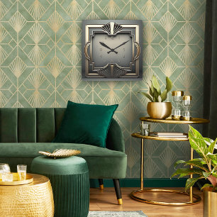 Geometrische Perfektion im Art Deco-Stil Quadratische Wanduhr