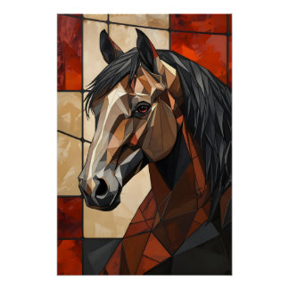 Geometrische Pferd-Wandkunst-Geschenk-Hochglanzpos Poster