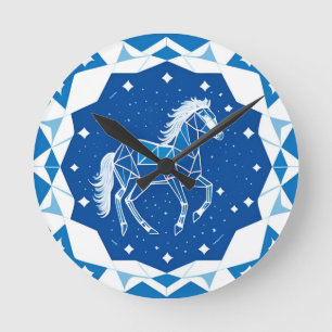 Geometrische Pferde-Illustration Runde Wanduhr