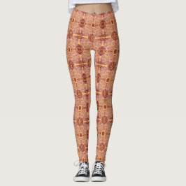 geometrische Pfirsich- und Lila-Leggings Leggings