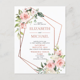 Geometrische Pfirsichpfirsichrosa, florale Postkar Ankündigungspostkarte